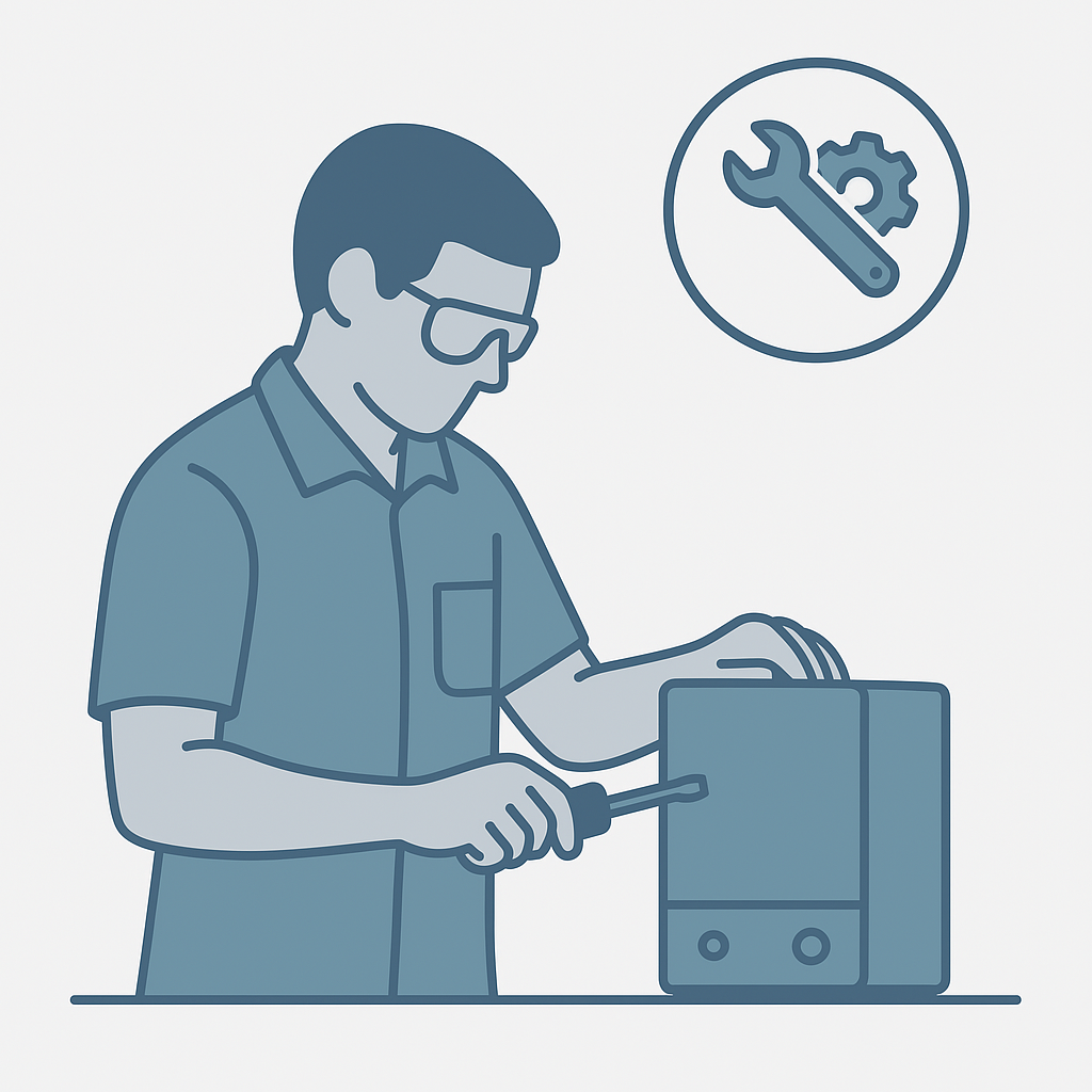 Repair being performed on lab equipment