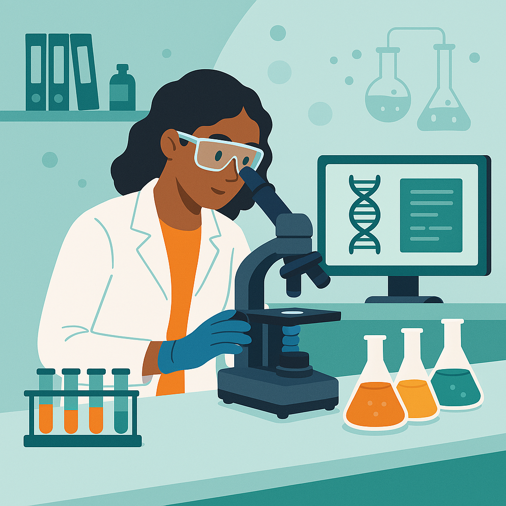 Scientist with laboratory equipment